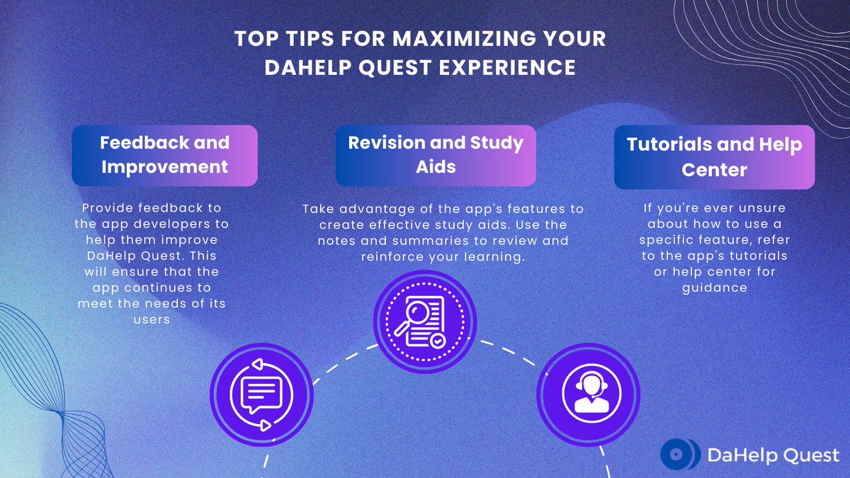 developerswollc's tweet image. Get the Most Out of DaHelp Quest! 🚀 
TOP TIPS FOR MAXIMIZING YOUR DAHELP QUEST EXPERIENCE.
•
•
#AcademicSupport
#HappyUsers
#EnhancedLearning
#FreeTrial
#StudySmart
#DaHelpQuest 
#PDFChat 
#studywithDaHelpQuest 
#students 
#AceYourExams