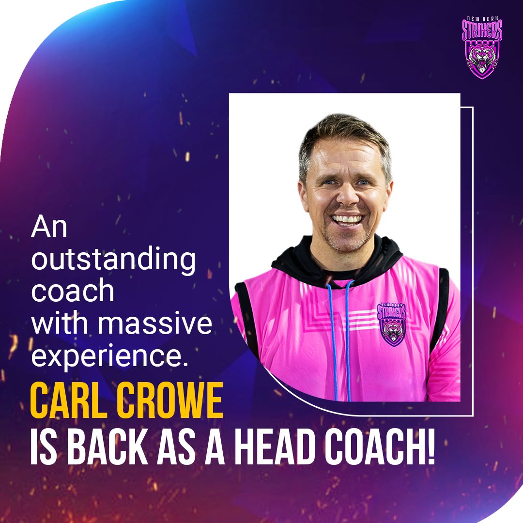 NewYorkStrikers's tweet photo. Known for coaching great franchise teams from around the world. ๐ฅ
He is a true master of honing talents and sharpening playersโ skills. โจ
We are excited to bring him back as the Head Coach. Time to #StrikeFearlessly!
#CarlCrowe #NewYorkStrikers #NYSSquad #T10League #ADT10 #CricketsFastestFormat #AbuDhabiT10