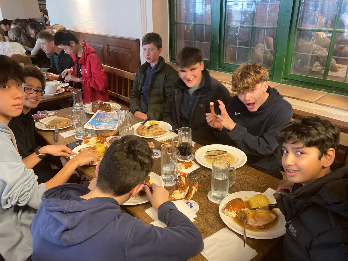 RadleyMFL's tweet photo. Today boys and their exchange partners visited the home of @FCBayern before a tour of Nymphenburg Palace and Munich city centre, where they enjoyed a hearty Bavarian meal at @HofbraeuhausMUC https://t.co/FpKhw2jY1T