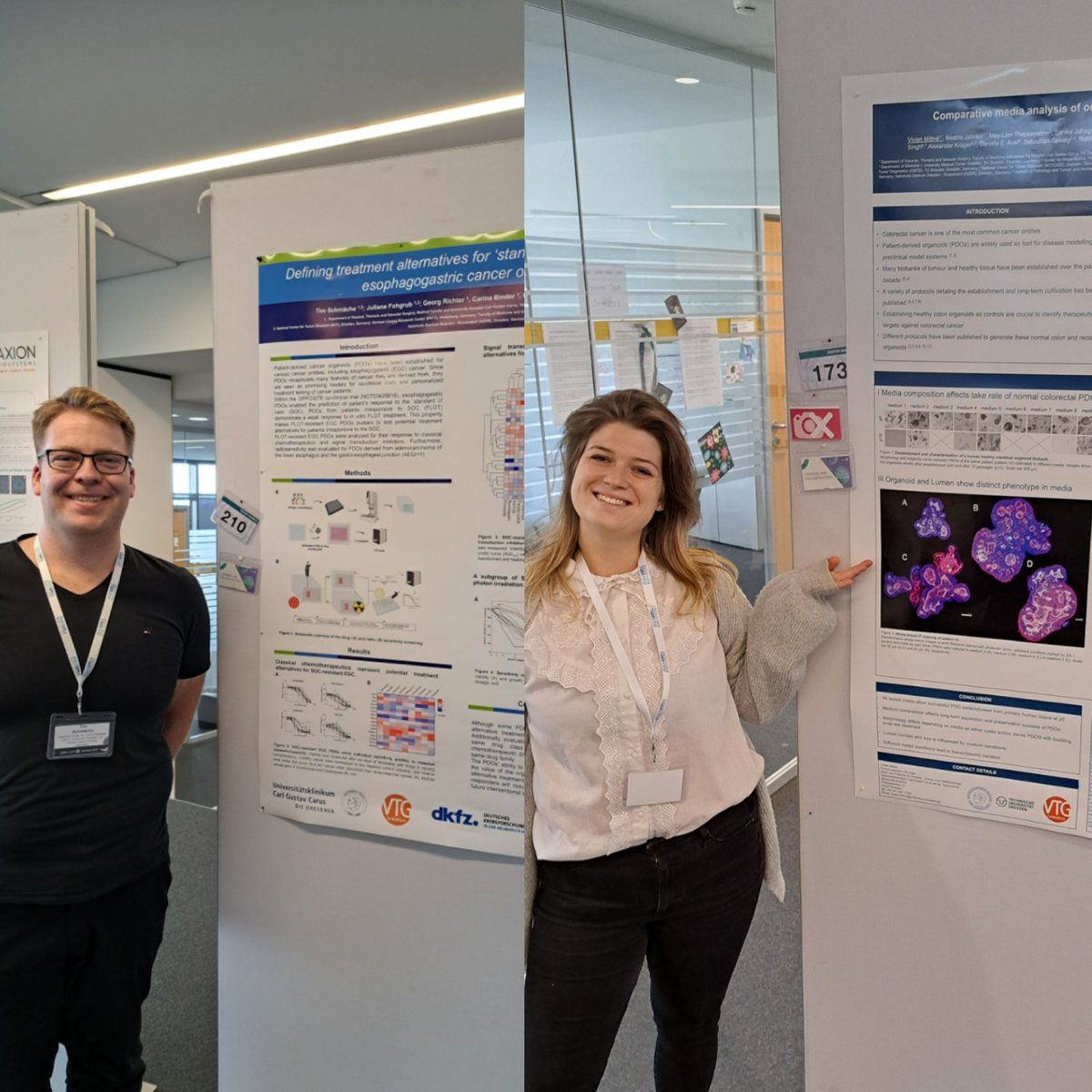 Our PhD students Vivian & Tim of the VTG Surgical Research lab @Medizin_TUD @NCT_UCC_DD will present their work supported by collaborations of @NatalieADye @APoetsch & Sebastian Zeissig groups @CRTDpress at the poster session #EESOrgan. Come by and speak to them. @embl @EMBO