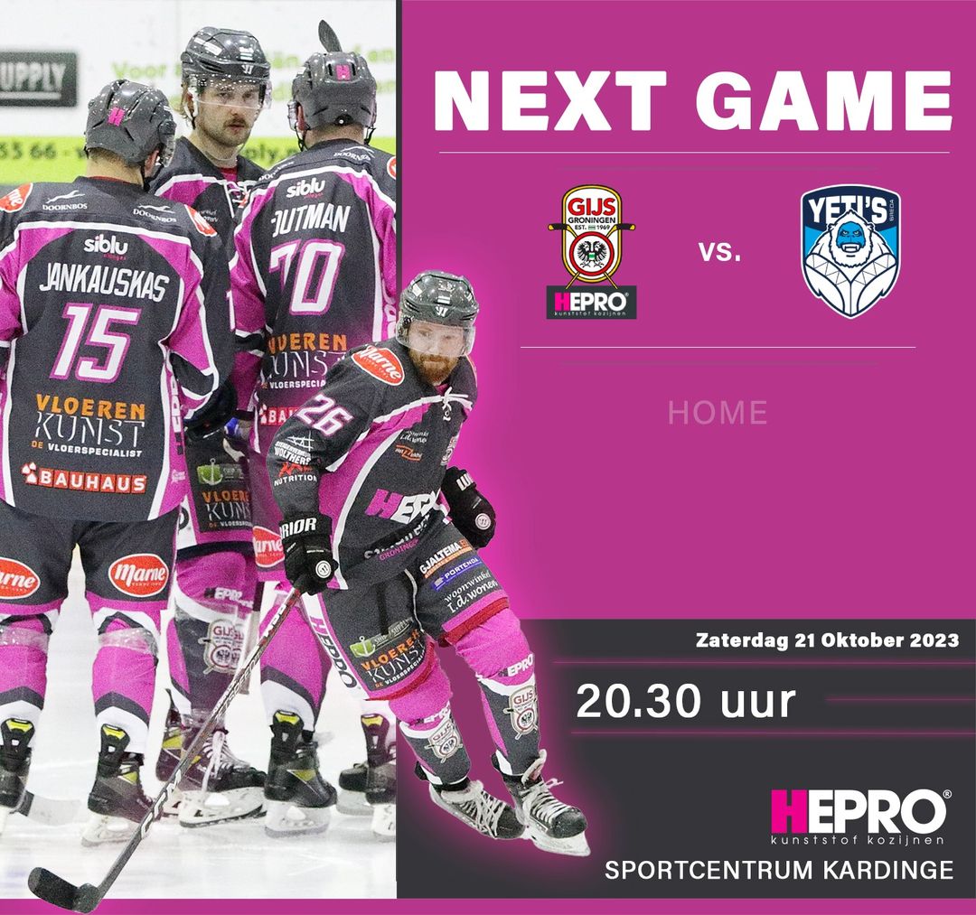NEXT GAME | vs. Yeti's Breda

Zaterdag 21 oktober 2023
20.30 uur Sportcentrum Kardinge

Be There !!! 

#ijshockey #Groningen #GIJS #Eredivisie #Competitie #Yetis #Breda
