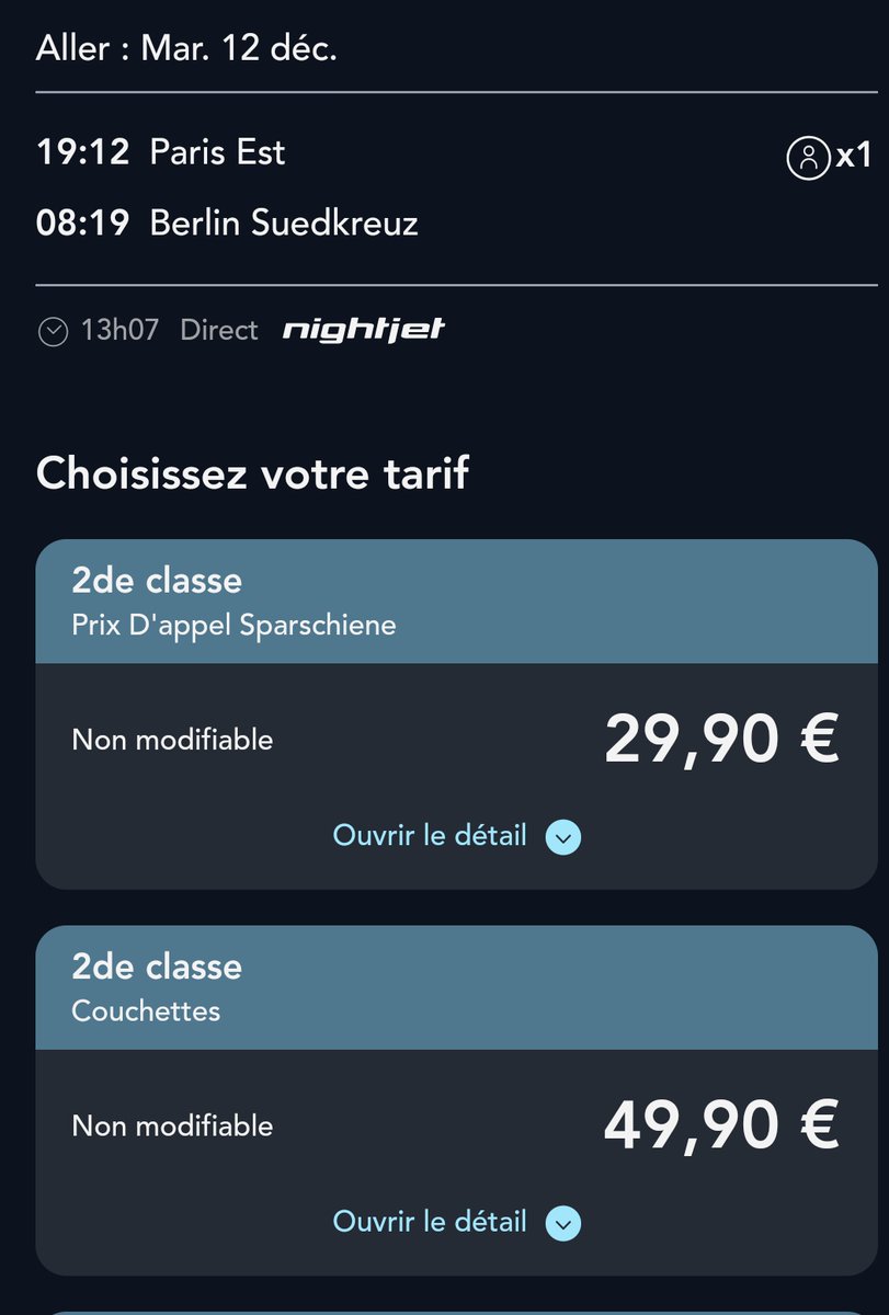 Le train de nuit 🌝 Paris-Berlin fait son grand retour à partir du 12 décembre prochain. 🗓 🚈 
A partir de 29,90€ en place assise et 49,90€ en couchette 🛏. ⤵️