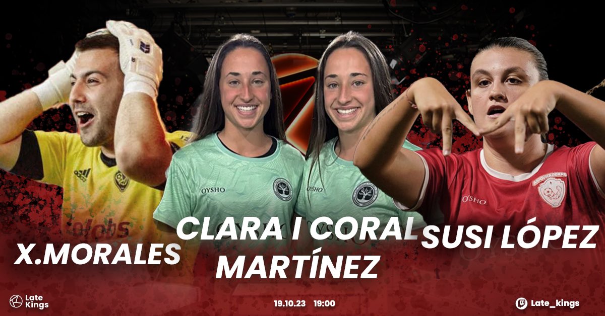 🚨 Jugador@s convocados para el programa de hoy. 

🎙 Nos vemos a las 19:00h en Late Kings, el programa de los jugador@s. 

<a href="/clara_mt_7/">Clara Martínez Tablero</a> X <a href="/LosTroncosFC_/">Los Troncos FC</a> 
<a href="/Coralmt20/">Coral Martinez Tablero</a> X <a href="/LosTroncosFC_/">Los Troncos FC</a> 
<a href="/xavimorales_/">Xavi Morales</a> X  <a href="/AniquiladoresFC/">Aniquiladores FC 💪</a> 
<a href="/Susilj12/">𝕾𝖚𝖘𝖆𝖓𝖆 𝕷𝖔𝖕𝖊𝖟 ❤️‍🔥</a> X <a href="/AniquiladoresFC/">Aniquiladores FC 💪</a>