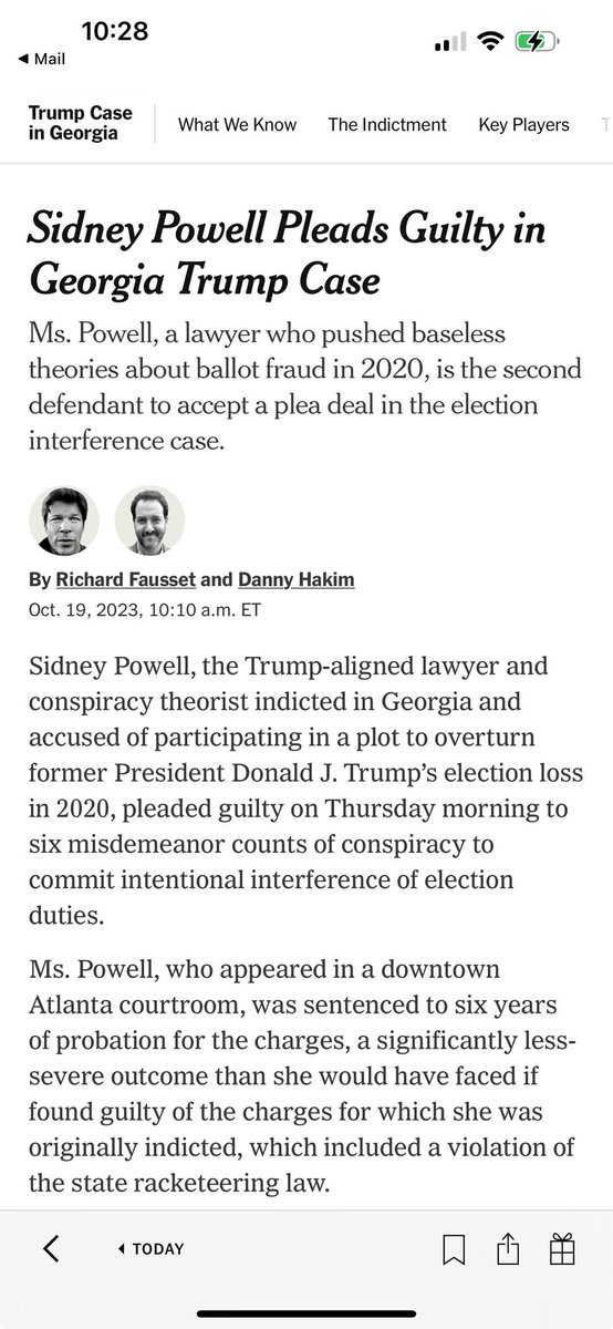 Sidney Powell pleads guilty to intentional interference with election duties in Georgia. I look forward to others doing the same, and seeing her letter of apology to the citizens of our state. Let this be a warning to other grandstanding conspiracy theorists. #gapol