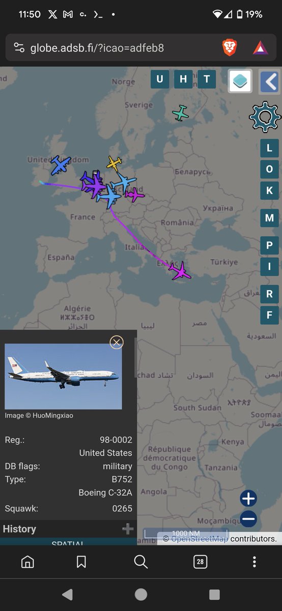 qnnbrk's tweet photo. @DiTaylo95138608 @MMmagicman17 Looks like it was a quick pit stop, headed to Israel now it seems. Any idea if it's Kamala or Jill? https://t.co/aQcsdAv46G