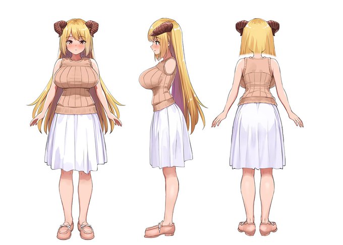 魔王さまのキャラクターデザイン。
イラスト:開栓注意様

こちらに登場するヒロイン「ロニィ」の三面図です。
11/11(土)0時販売開始予定!
ぜひ……二次創作とか描いて欲しい……!

魔王さまといっしょ。～異世界の魔王とあまあま同棲生活～/ボウサバG
https://t.co/dfDUppMonV 