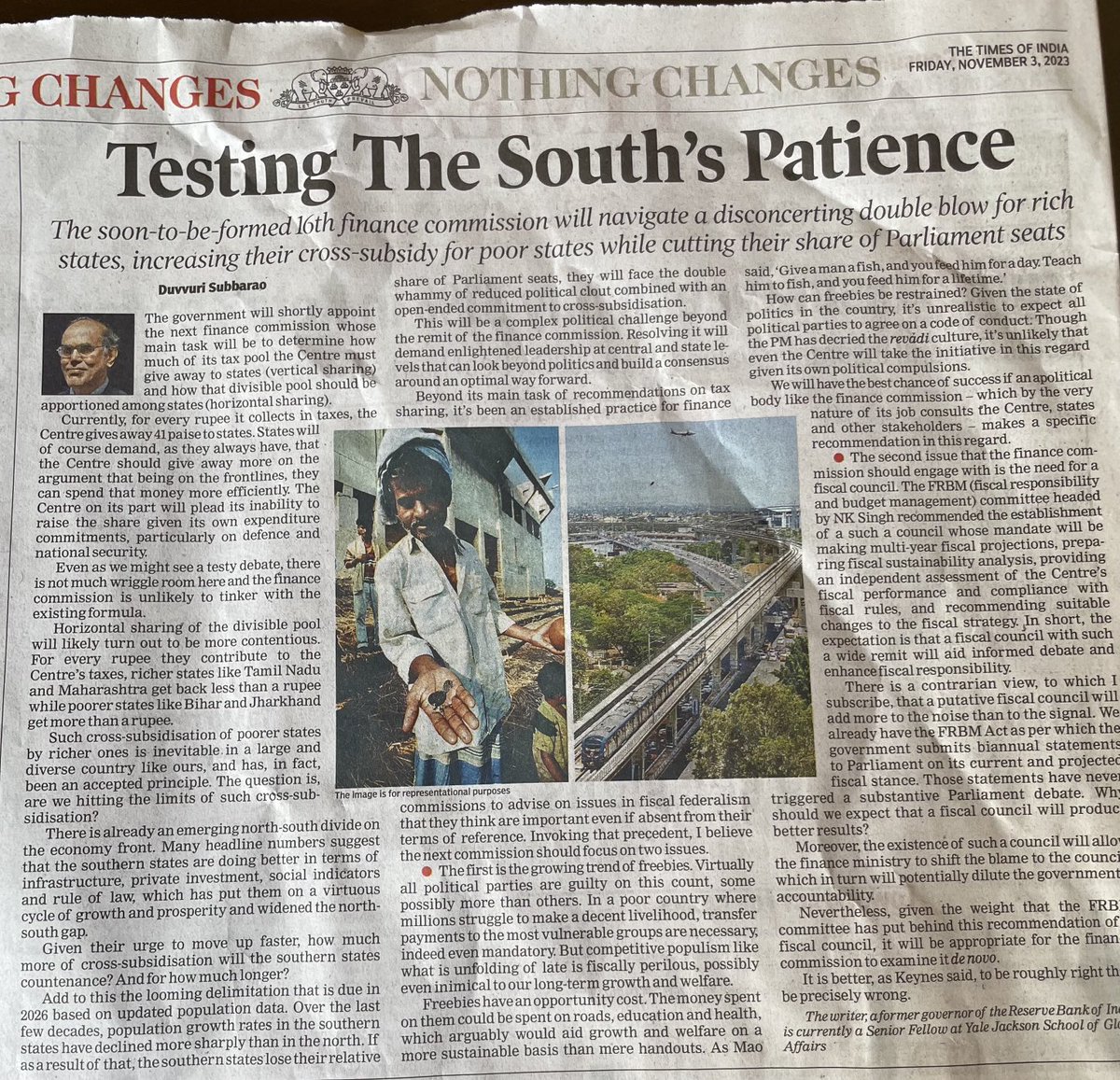 suchetadalal's tweet photo. Important article by #DrSubbarao today! ⁦@ptrmadurai⁩ ⁦@MinisterKTR⁩ https://t.co/qDMFokf9Fe