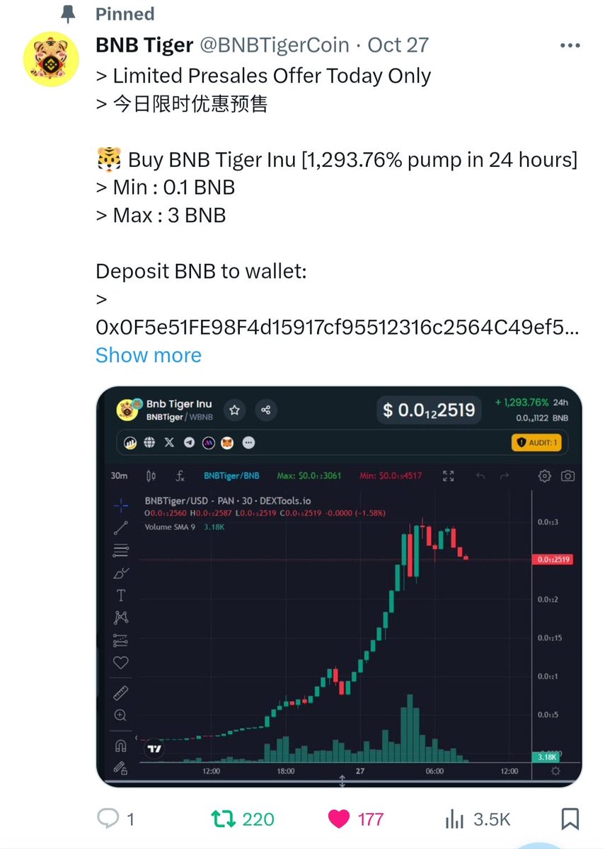 0xPandaCryp's tweet photo. @BNBTigerCoin 0x4776F87869faeC3014B11758F0d3E85c4F55f0fb
#BNBTigerCoin
@1goonrich 
@EthGemsAlert 
@CryptoBishopXBT https://t.co/xD5Q7zbXpb