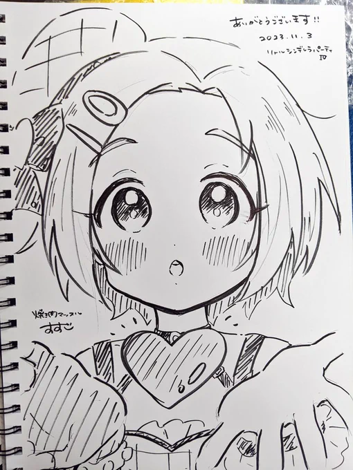 久しぶりのスケブ(&色紙)🫶 シャーペン忘れてほぼ1発描きになってしまってすみません🥲リクエストしてくださった方ありがとうございます☺️