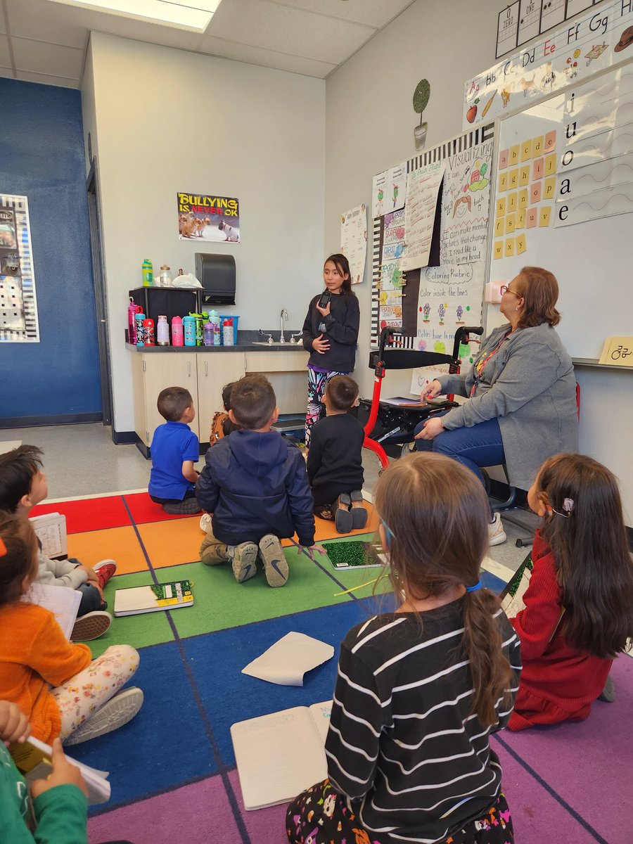 bernice_chav's tweet photo. Our 4th grade prospect candidate was invited to speak to a kinder class about what campaigns and speeches are. MicroSociety is in full action, and what a great way to model public speaking and teaching 👏 https://t.co/suOgo5qkW4