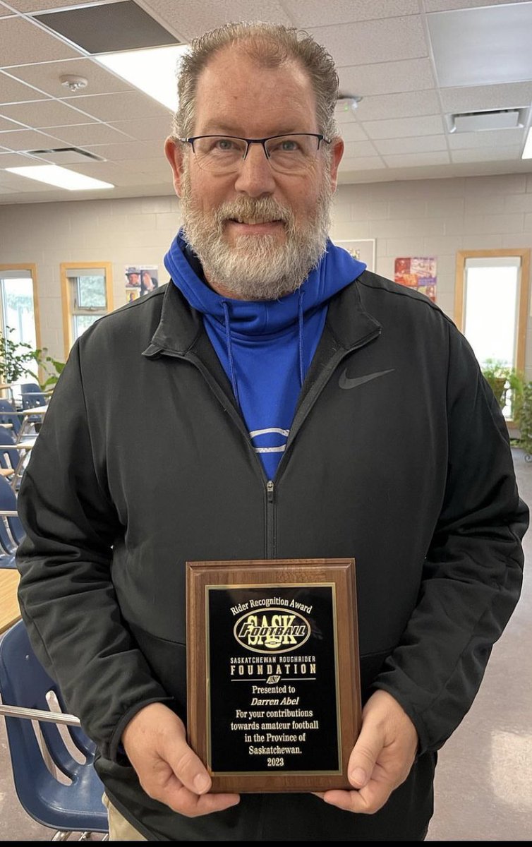 This award for my contributions to amateur football in Sask. is quite an honour, but one that needs to be shared. I have had lots of talented coaches working with me in Weyburn. This is their award too! Thanks <a href="/olinehoffman/">Michael Hoffman</a>, <a href="/Flembeck/">Cy Flembeck</a>, <a href="/CWcseagles/">CoachKerrWCSEAGLES</a>, <a href="/ColtNeithercut/">Colton Neithercut</a> &amp; Kyle Paterson