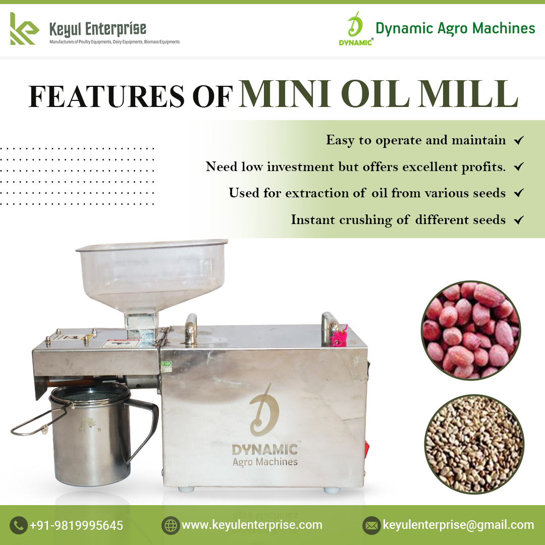 KeyulEnterprise's tweet image. Experience the power of simplicity with our Mini Oil Mill!  Extract oil effortlessly with its high efficiency, compact design, and user-friendly operation. 

📲: +91 9819995645
🌐: keyulenterprise.com
📧: keyulenterprise@gmail.com

#MiniOilMill #OilExtraction #HomegrownOil
