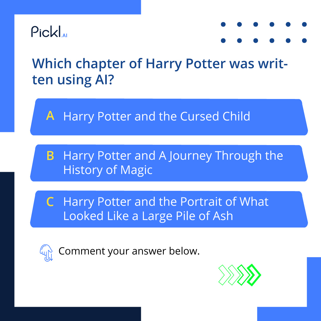pickl_ai's tweet image. Unravel the Sorcery of AI in the Wizarding World! Follow us for more interesting facts and quizzes.
#datascienceprogram #datascience #datasciencejobs #machinelearning
#quizzes #artificalintelligence #ai #harrypotterquiz #quiz #pickl
