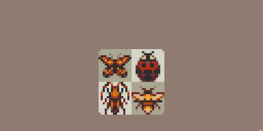 SalamiChild's tweet image. A small collection of 16x16 bugs  @Pixel_Dailies #pixel_dailies #insects