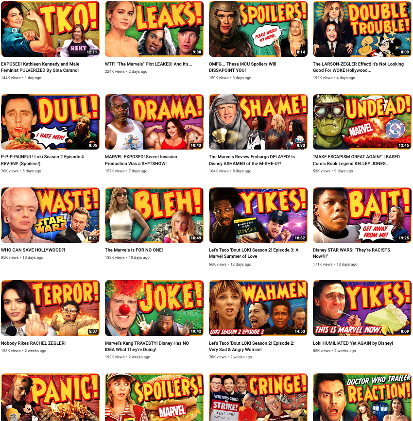 SCentralized's tweet photo. The "anti-woke" news-cycle grift is one of the most fascinating developments in internet culture. Tabloid reactionary propaganda on steroids pumped out so rapidly.

Very concerning– this cannot be healthy. Look at the frequency and clear formula of these uploads!! https://t.co/3WpvjSeMnA