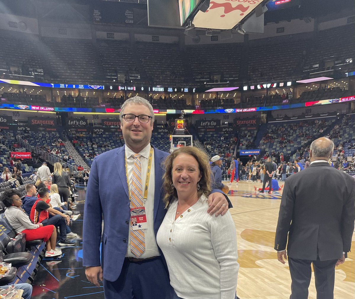 Huge thank you to <a href="/Brian_Bean15/">Brian Bean</a> for the VIP access at the Pelicans game tonight. <a href="/sjfcsportmgmt/">Fisher Sport Management</a> alum doing great things!