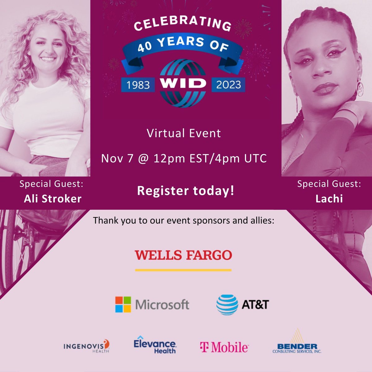 Have you registered yet for World Institute on Disability's 40th anniversary virtual celebration on November 7! We can’t wait to share performances from Ali Stroker and Lachi ♫! Register Here: buff.ly/3s10wEH