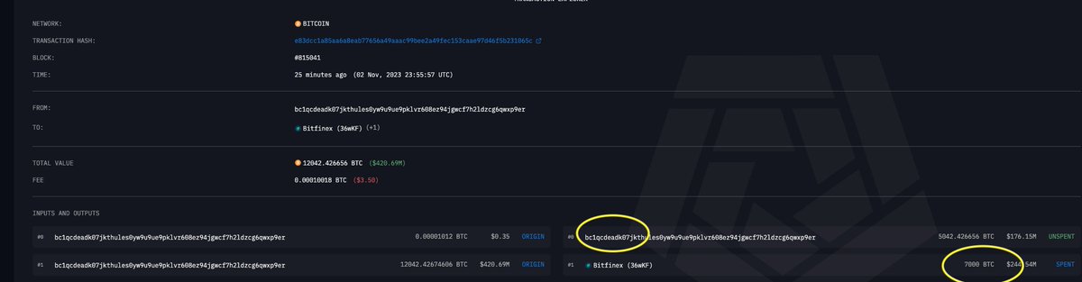 Bankman Fried "deadman" switch triggered? 👀

7000 Bitcoin just sent to Bitfinex 👀 from wallet "dead"

bc1qcdeadk07jkthules0yw9u9ue9pklvr608ez94jgwcf7h2ldzcg6qwxp9er 

"dead"?????? is this a co-incidence?

<a href="/SBF_FTX/">SBF</a> guilty on 7 counts - 7000 BTC?

Whats going on?