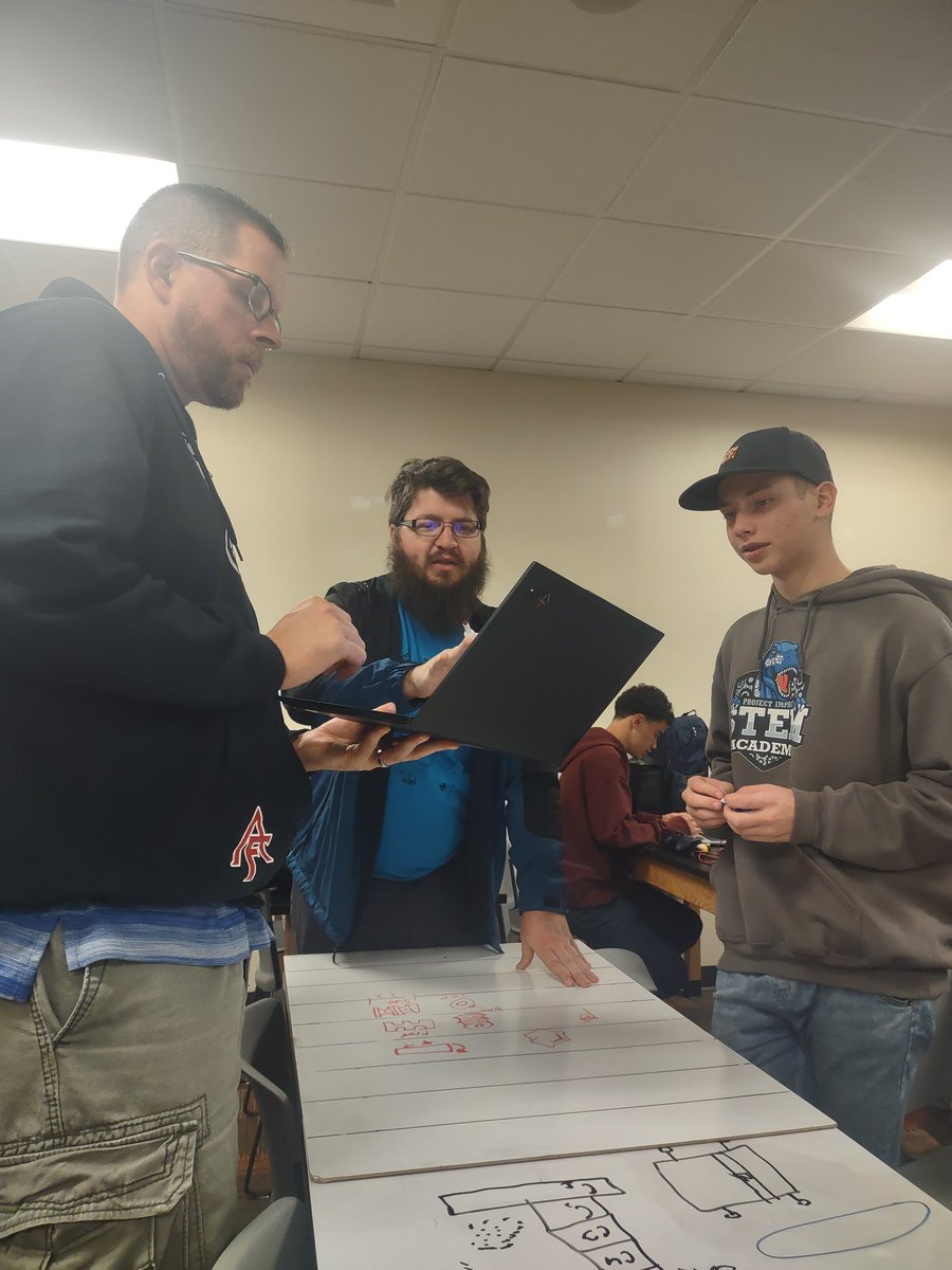 FRC5461VERN's tweet photo. Helping FTC # 20169 the Pi STEM Dinos today to design and CAD a pulley to 3D print.
Thanks to our sponsors for helping us help others!  @MicronGives @IdahoNews6 @PWREngineers @sparklightcares @IDRobotics https://t.co/yPh8MuoCcT