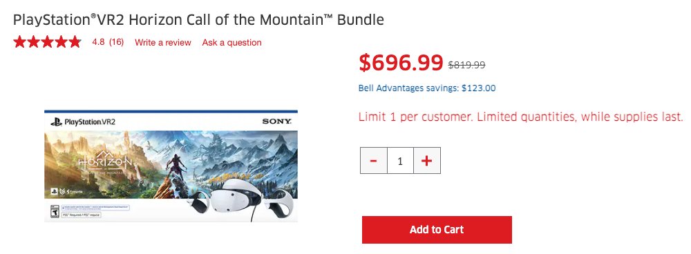 Sony PlayStation VR2 Horizon Call of the Mountain Bundle