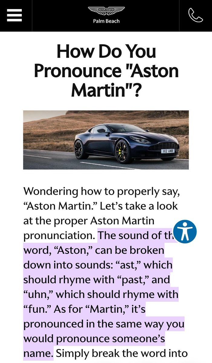 Aston Martin is indeed pronounced Aston, not Austin... <a href="/Jeopardy/">Jeopardy!</a> <a href="/mattearoach/">Mattea Roach</a> was correct.