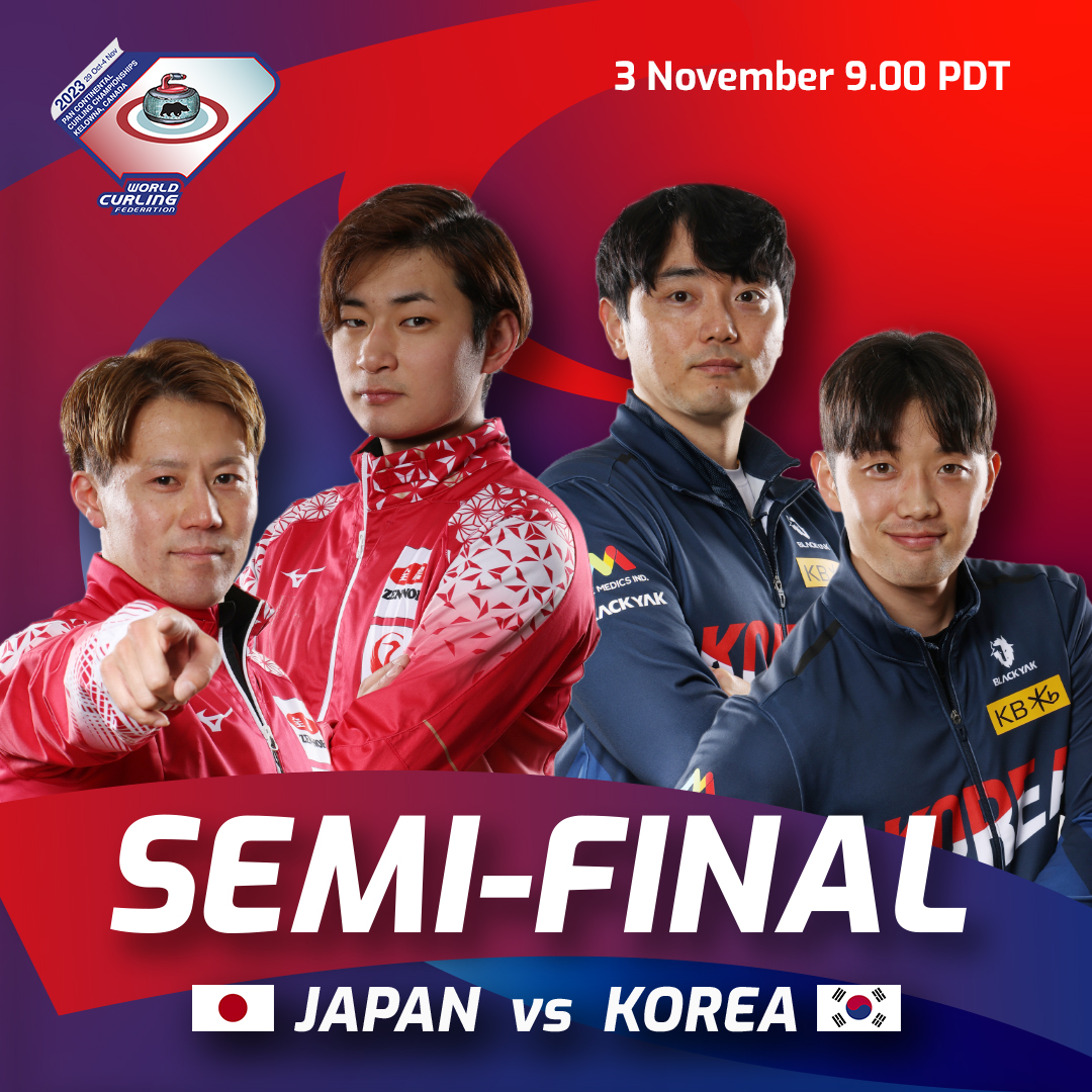 worldcurling's tweet photo. It’s a rematch of today’s final Round Robin game tomorrow morning, as Japan take on Korea in the semi-final!

⏰ - 9.00 PDT

#PCCC #curling https://t.co/JB6vFRZ8RC