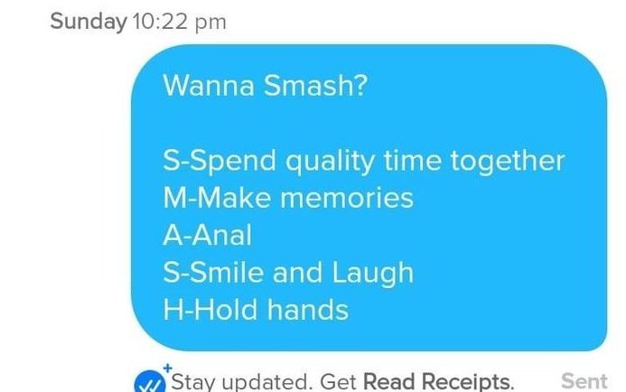 DesperadoPimp's tweet photo. I thought that's what smash means ๐คท๐ผโโ๏ธ
#texting #textingmemes #texther #messages #toxic #toxictexts #datingadvice https://t.co/pm3hOFcr8K