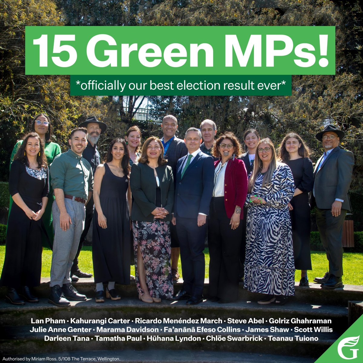 With a larger share of the vote and more MPs than we’ve had before, Green Party will lead the ongoing fight to eliminate poverty, honour Te Tiriti, protect nature, and build a climate-resilient future for our mokopuna.