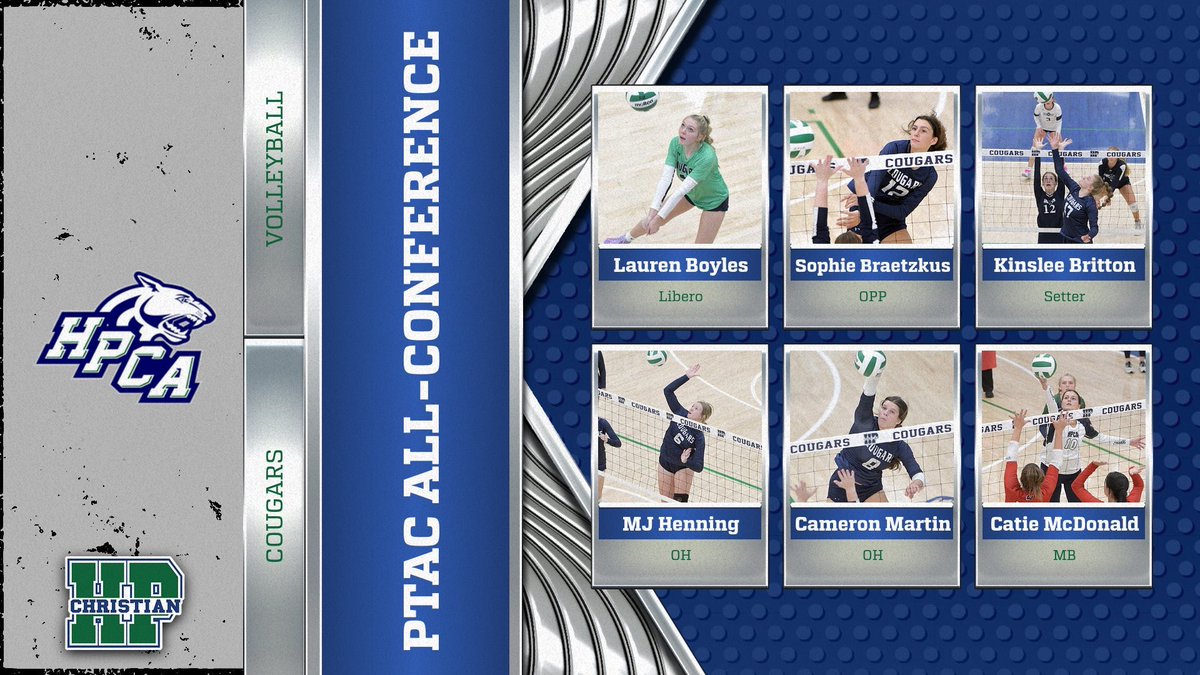 🚨ALL CONFERENCE PLAYERS
We are so proud of our PTAC All Conference players! Great work girls! 
Lauren Boyles - Senior Libero
Sophie Braetzkus - Senior OPP
Kinslee Britton - Freshman Setter
MJ Henning - Sophomore OH
Cameron Martin - Junior OH
Catie McDonald - Senior MB