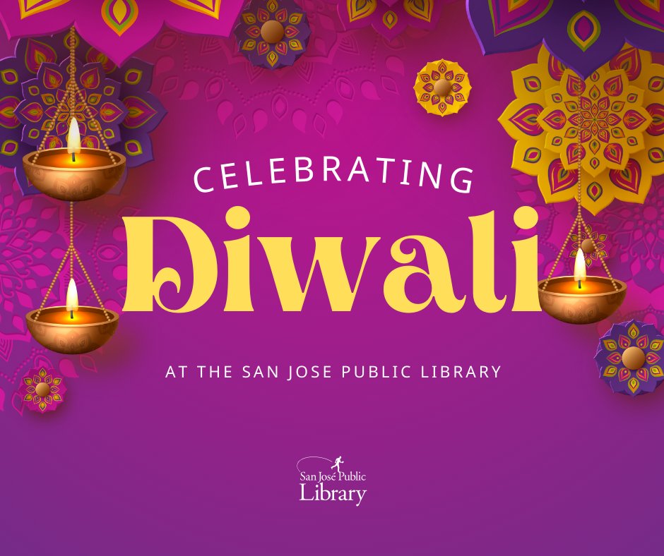 🕯️Celebrate the ancient annual Festival of Lights, #Diwali, with #SJPL! We have a series of free events lined up for you to attend, plus book recommendations for you to check out.

This year, Diwali will be celebrated on Nov. 12.

Details here: ow.ly/VORg50Q3ISV