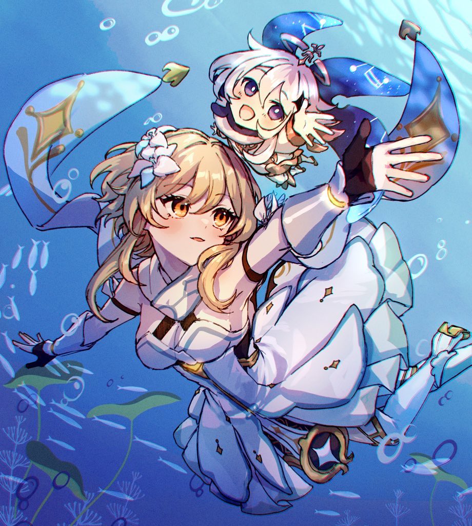 空(原神) ,蛍|ほたる(原神) ,パイモン(原神) 「」|ほづみ りののイラスト