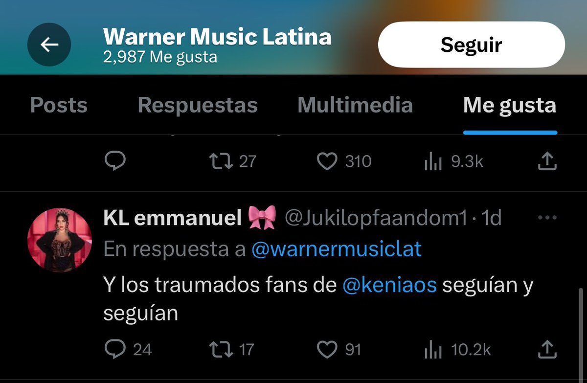 Recientemente la disquera Warner Music Latina, le dio like a un post de odio sobre Kenia Os. 

Es increíble que siendo una disquera “seria” se preste al hate que hay entre los fans.