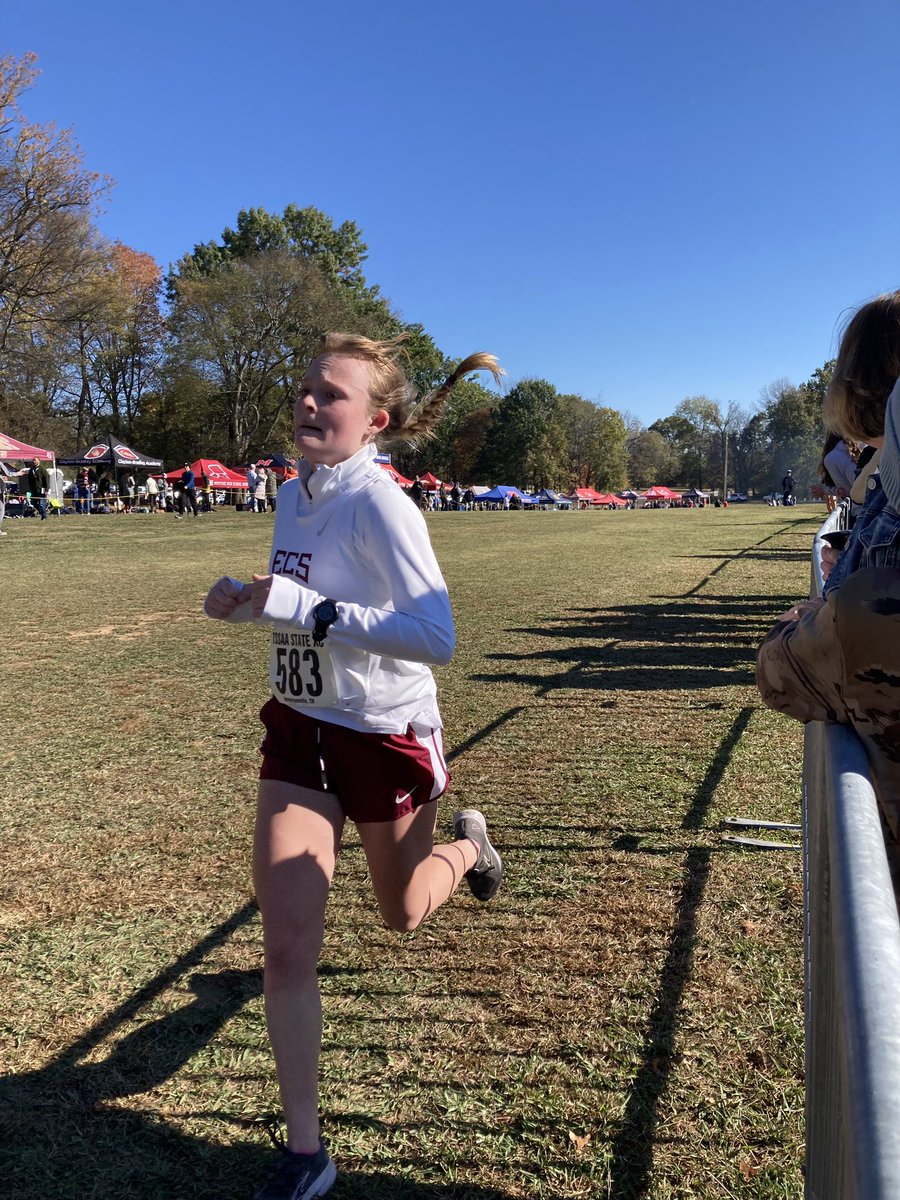 The Eagles Girls Cross Country team placed 6th at the State championship meet today in Hendersonville! Samantha Hardison led the team with a new PR of 21:30. Meredith Porter (22:03) and Carrington Clay (22:10) also set PR times. Noelle Brink ran a 22:24 &amp; Ellie Metcalf ran 22:57.