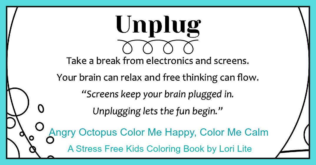 Angry Octopus Coloring Book helps kids unplug and pick up some crayons. The characters share a variety of activities to promote self-regulation.  bit.ly/2BKpac #screenfree #unplug