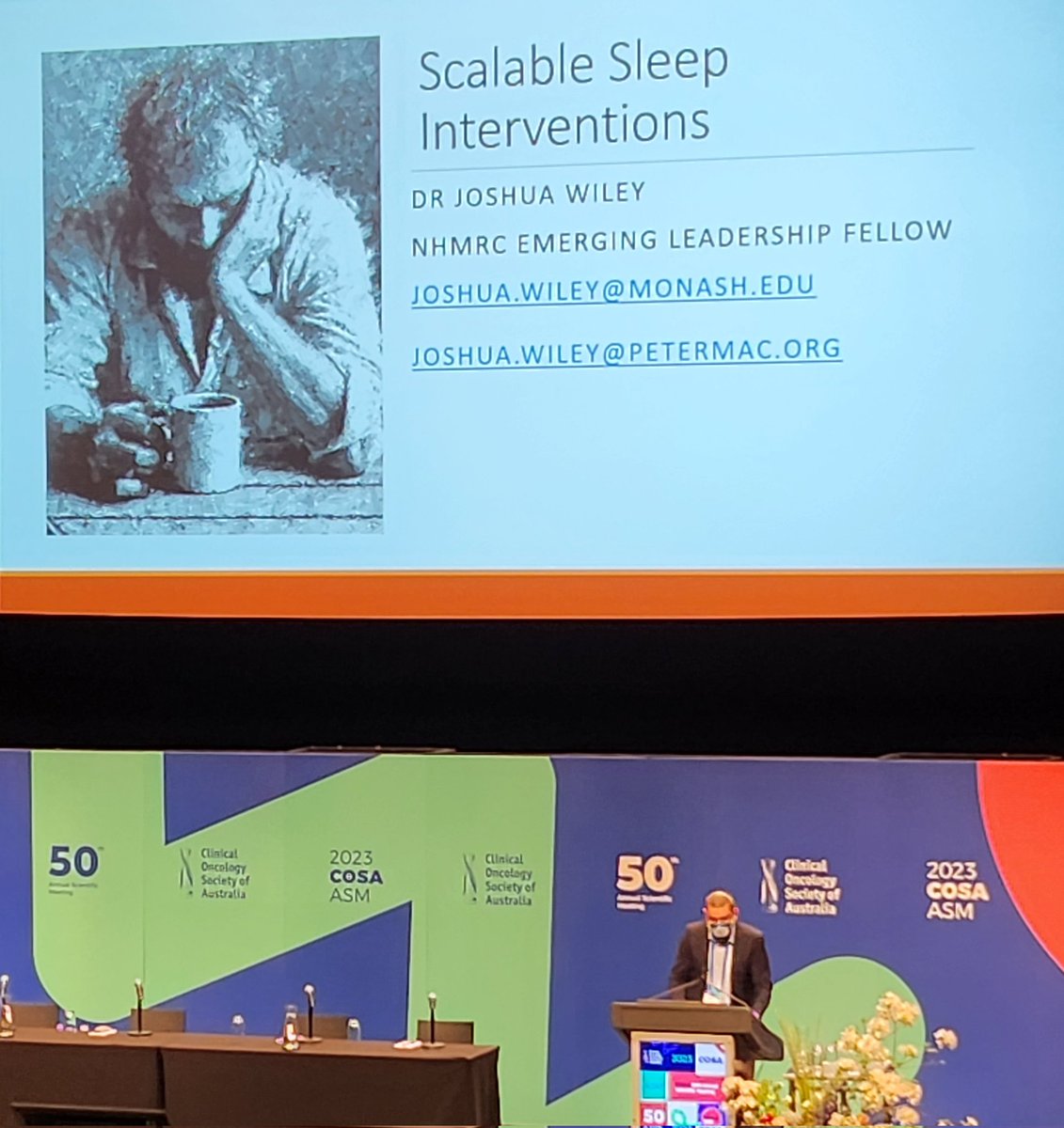 Doctor_Ness's tweet photo. #JoshuaWiley discussing how to better manage insomnia for those living with and after cancer.
#COSA23 https://t.co/kQU3KTbD9q