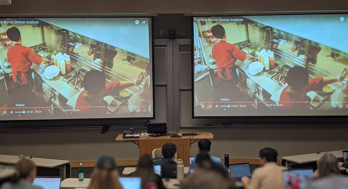 VinceSlaugh's tweet photo. I don't normally feature time study in the @CornellSHA core service ops class, but the students' beloved burrito station and the Service Physics app made for a compelling exercise. https://t.co/sIWOCIvpJm