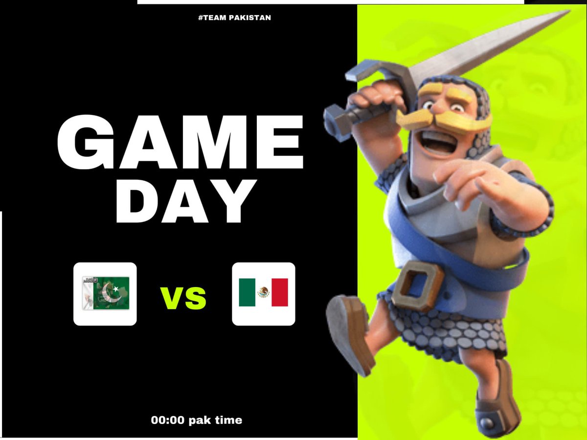 Team Pakistan CR (@teampakcr) on Twitter photo MATCH DAY! ๐ต๐ฐ
<a href="/TeamPakCr/">Team Pakistan CR</a> ๏ฝ<a href="/CR_Supremacy/">Supremacy League</a>
๐ Supremacy World Cup
โ๏ธ Qualifiers - Game 1
๐ <a href="/SeleccionCRmx/">Team Mรฉxico CR</a>
โฐFriday 03/11
โณ00:00 AM PKT / 19:00 UTC
Come support us as we try to get our first win against Team Mexico!
We Are Ready!
#TeamGreen MATCH DAY! ๐ต๐ฐ
<a href="/TeamPakCr/">Team Pakistan CR</a> ๏ฝ<a href="/CR_Supremacy/">Supremacy League</a>
๐ Supremacy World Cup
โ๏ธ Qualifiers - Game 1
๐ <a href="/SeleccionCRmx/">Team Mรฉxico CR</a>
โฐFriday 03/11
โณ00:00 AM PKT / 19:00 UTC
Come support us as we try to get our first win against Team Mexico!
We Are Ready!
#TeamGreen