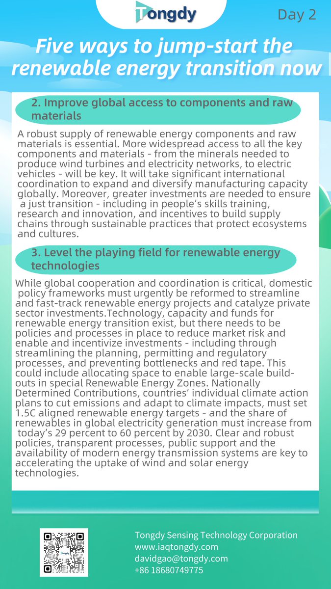 TechnologyTong1's tweet image. Day 2 Five ways to jump-start the renewable energy transition now #renewableenergy