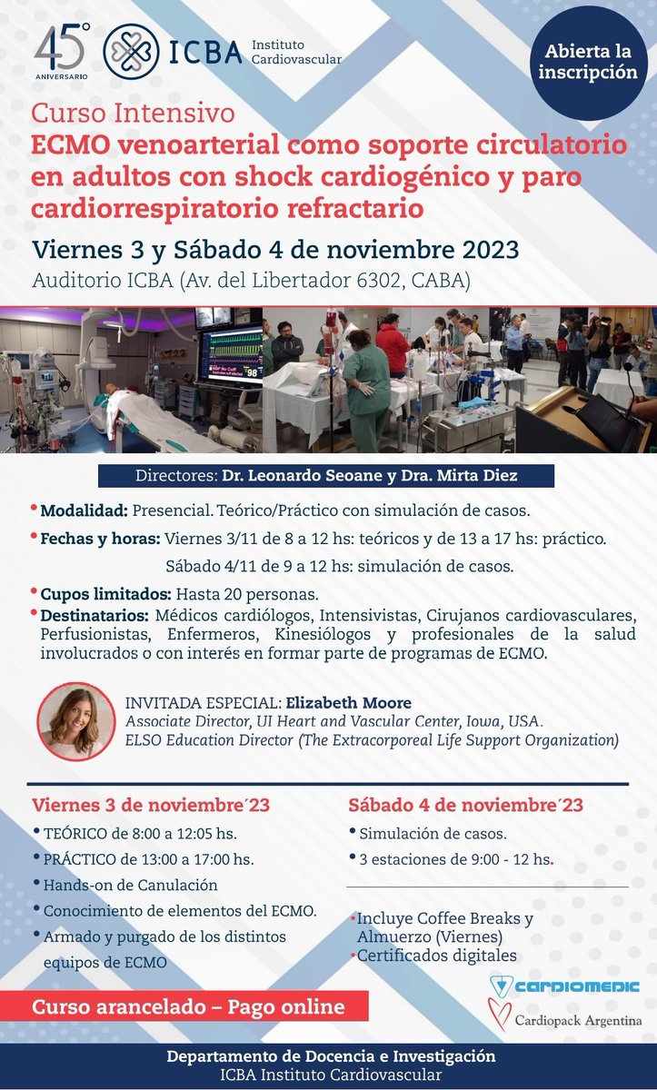 Leonardo Seoane (@leonardo_seoane) on Twitter photo Mañana desarrollaremos un nuevo curso de simulación en ECMO VA en <a href="/ICBAonline/">ICBA Instituto Cardiovascular</a> .Gracias a todos los interesados que permitieron llenar los cupos en tiempo récord.Este año será especial ya que contaremos con la presencia de @MooreElizabethA la directora de educación de la <a href="/ELSOOrg/">ELSO</a> Mañana desarrollaremos un nuevo curso de simulación en ECMO VA en <a href="/ICBAonline/">ICBA Instituto Cardiovascular</a> .Gracias a todos los interesados que permitieron llenar los cupos en tiempo récord.Este año será especial ya que contaremos con la presencia de @MooreElizabethA la directora de educación de la <a href="/ELSOOrg/">ELSO</a>