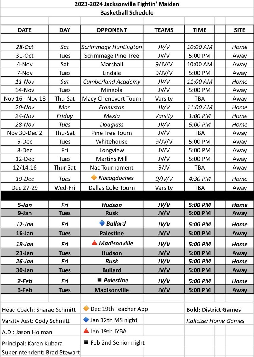 JHSGBB's tweet photo. 23-24 Maiden Basketball Schedule https://t.co/Q81MT5RjBL