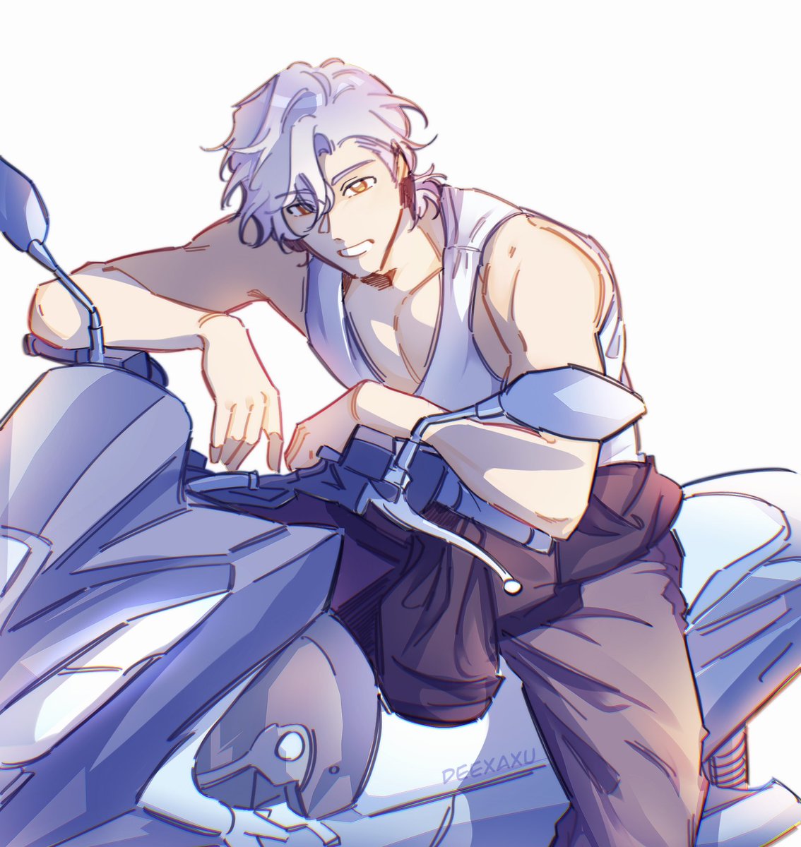 deexaxu_'s tweet photo. Biker caelus🗣️ #caeheng #dancae #Caelus #HonkaiStaiRail https://t.co/2zu7rvYPbE