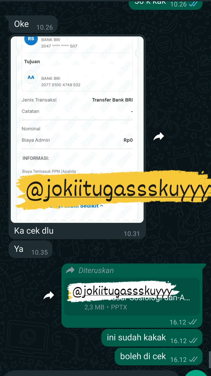 Jokiitugassskuy's tweet image. Halo kak kami menawarkan joki tugas,harga terjangkau dan terjaminn. no tipu!!! 
hubungi kami :
wa.me/62895413754380
Testimoni: Analisis Kasus
#zonauang️ #jokitugas #maba23 #jokitugaskuliah #jokitugasmurah