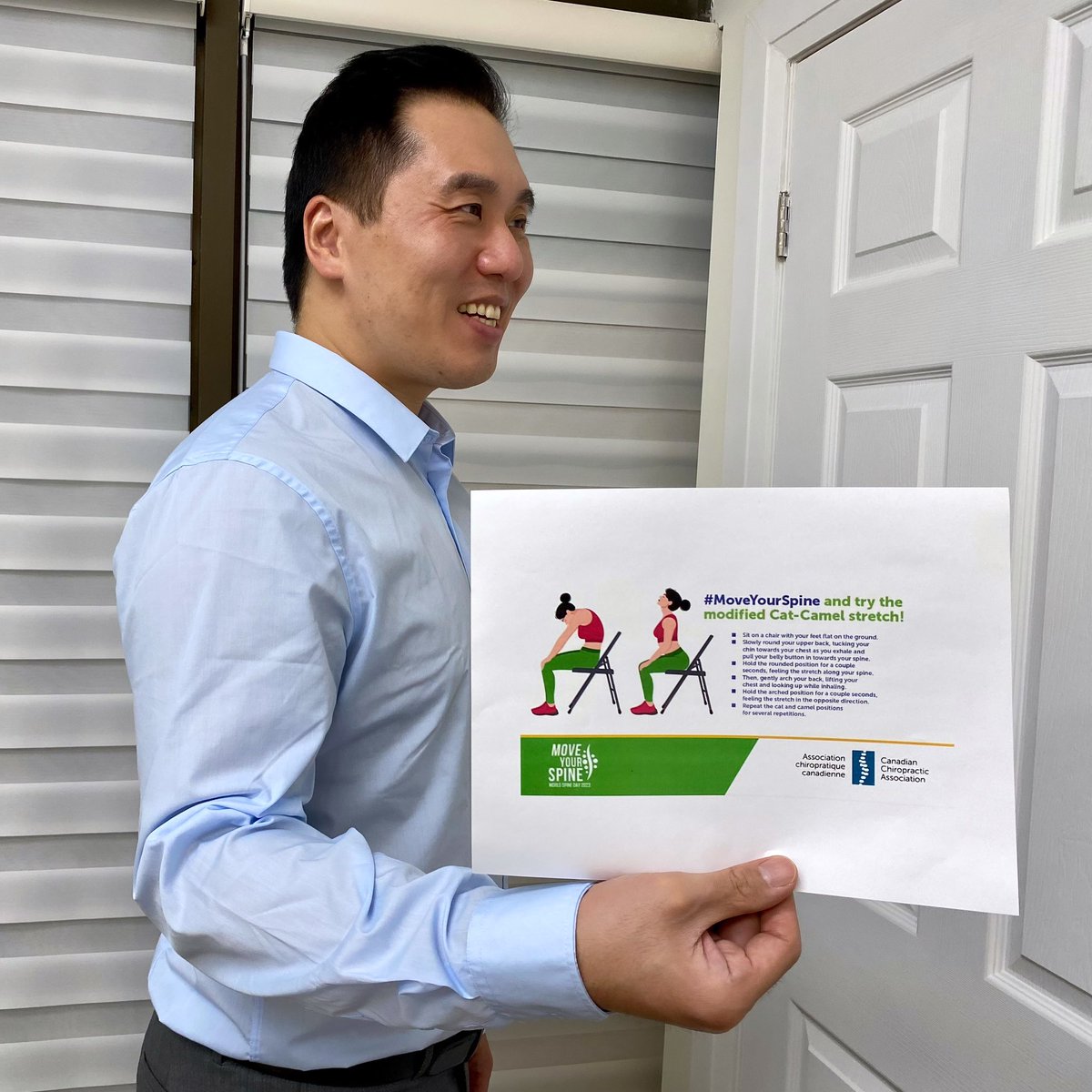 Shaun_Chen's tweet photo. Appreciate this reminder from @CanChiroAssoc to #MoveYourSpine - spines maintain posture, enable movement & support the nervous system, so stretch & take care of your spinal health! https://t.co/zRYMc5zFfe