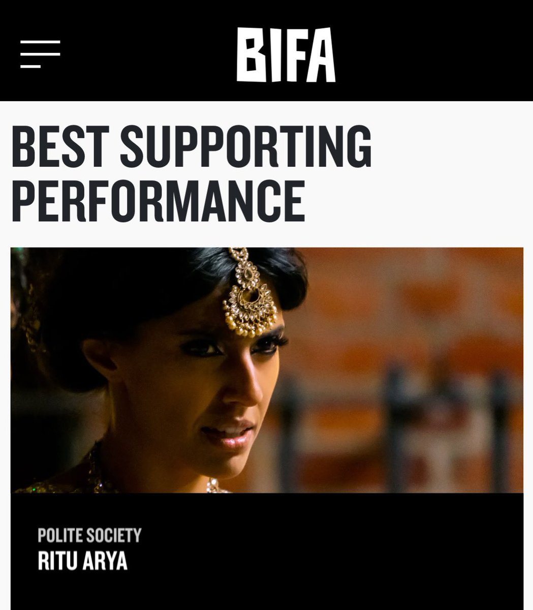 🏆 | Ritu is nominated for Best Supporting Performance for ‘POLITE SOCIETY’ at the 26th British Independent Film Awards! 

The BIFA happens on December 3, 2023.

• @Ritu_Arya_ #RituArya #PoliteSociety •