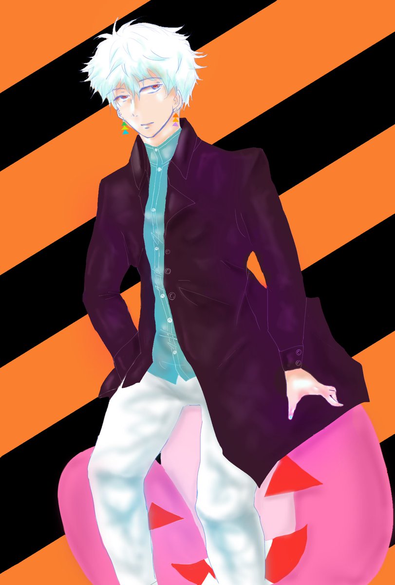 revoltstart1061's tweet photo. 遅くなったけどハロウィンイラスト～
一応銀さんに洋服を着せてみたけどセンスは皆無なので悪しからずー。背景は画力が足りなかったので割愛で。 https://t.co/wGI9AWa2GM