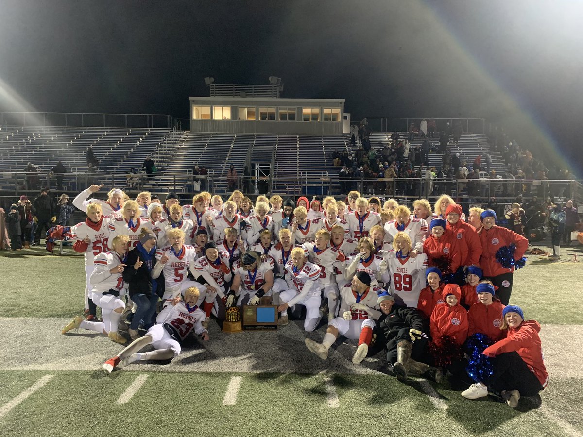 MLWRRebelsFball's tweet image. Rebels win their 17th Section 7AA championship beating the previously undefeated Barnum Bombers 13-0 to advance to the Minnesota Football State Tournament! #RebelPride