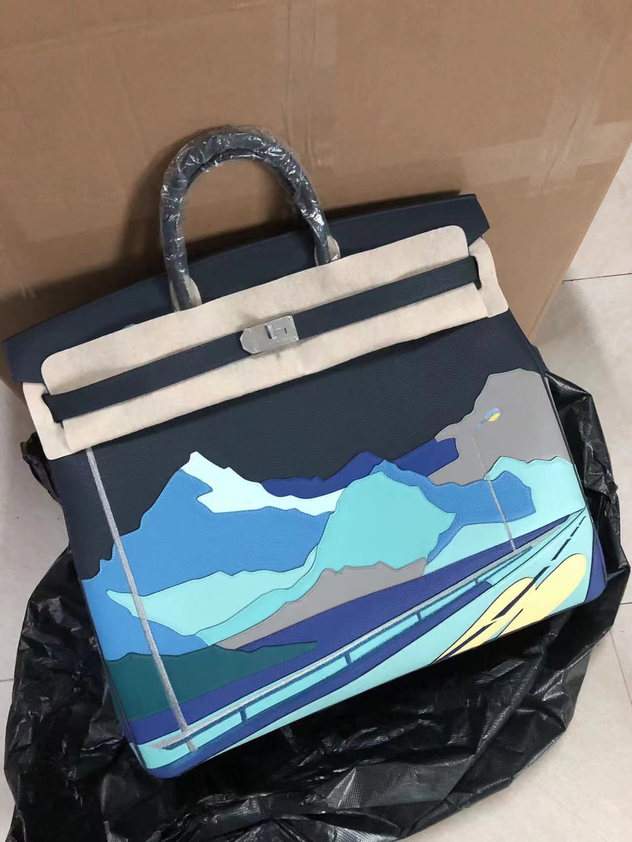 HERMES BIRKIN Endless Road HAC 50 Limited Gris Perle and Bleu de Pruss