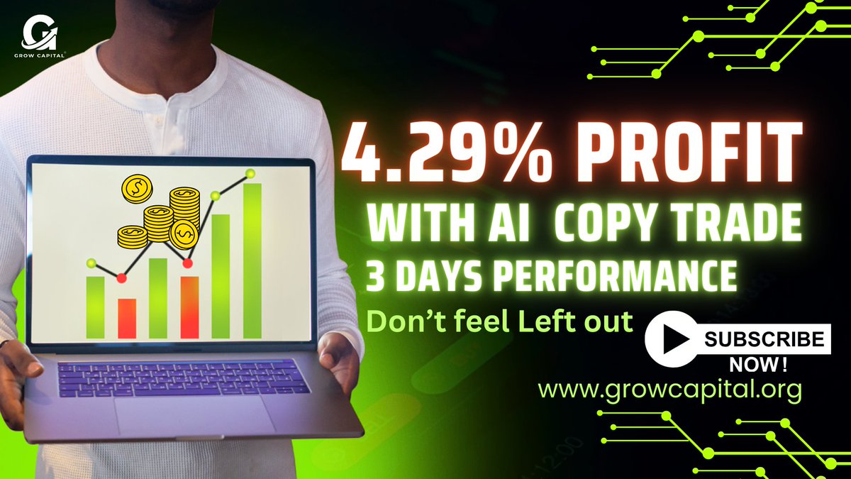 GrowCapitalLtd's tweet photo. Just wanted to share some exciting 🥳🥳news! 

👉Our Grow Capital AI trading bot has achieved an impressive 🔥4.29% profit 🔥in just 3 days, all thanks to its risk-free copy trading strategy. 

#GrowCapital #TradingSuccess #CopyTrading https://t.co/QmFZbPZWHG