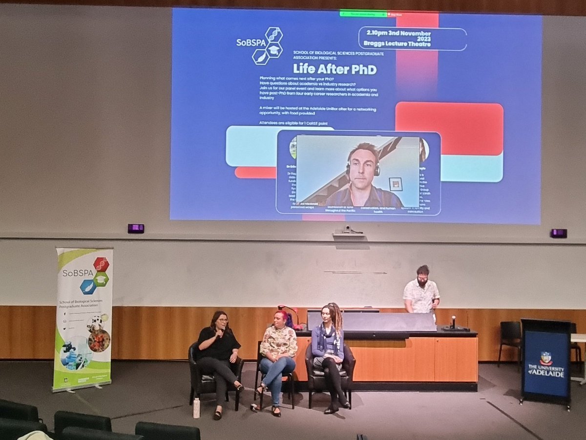 Brilliant seminar <a href="/UofA_SET/">Faculty of Sciences, Engineering and Technology</a> through <a href="/SoBSPA/">School of Biological Sciences Postgrad Association</a> on "Life after PhD"! October 2025 is creeping upfast but great to consider the options of next steps 😁
