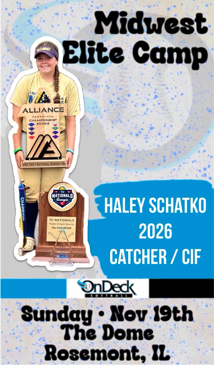 I’m so excited to attend the <a href="/ondecksoftball/">OnDeck Softball 🥎</a> Midwest Elite Camp. It will be a great opportunity to show what I can do and work along side other great players. <a href="/IMG08BenGod/">Indiana Magic Gold National Bennett/Goddard 18U</a> <a href="/CoachStanton/">Shonda Stanton</a> <a href="/katedrohan/">Kate Drohan</a> <a href="/RhondaRevelle/">Rhonda Revelle</a> <a href="/UKCoachHimes/">Kristine Himes</a> <a href="/jordynrudd63/">Jordyn Rudd-Lee</a> <a href="/DukeCoachYoung/">Marissa Young</a> @NDcoachGumpf <a href="/btholl/">Bonnie Tholl</a>
